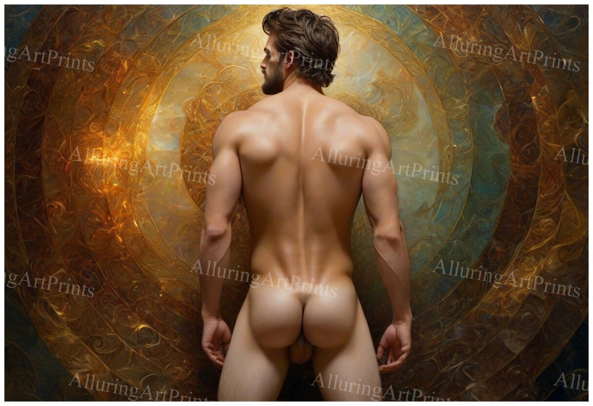 Nude Male Model Muscular Digital Art AI Fantasy - UU649