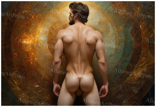 Nude Male Model Muscular Digital Art AI Fantasy - UU649