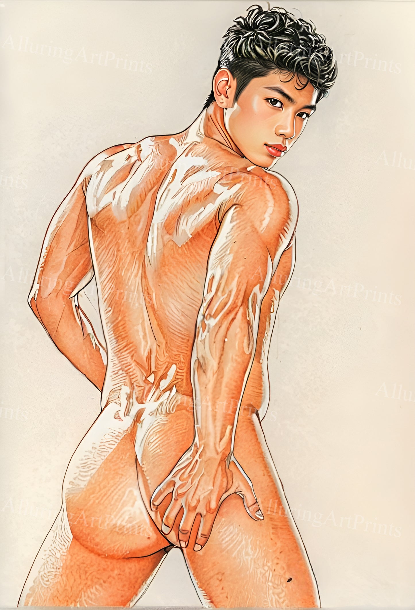 Nude Male Model Muscular Digital Art AI Fantasy - UU650