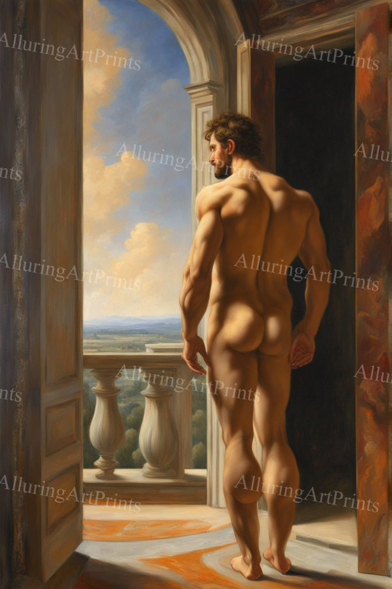 Nude Male Model Muscular Digital Art AI Fantasy - UU652