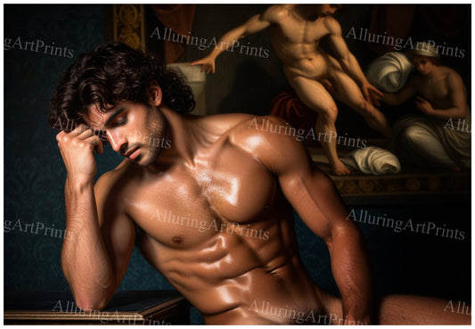 Male Model Muscular Digital Art AI Fantasy - UU655