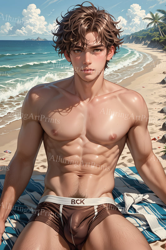 Male Model Muscular Digital Art AI Fantasy - UU696