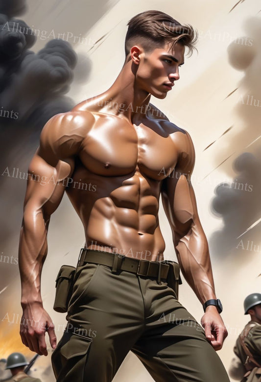 Male Model Muscular Digital Art AI Fantasy - UU891