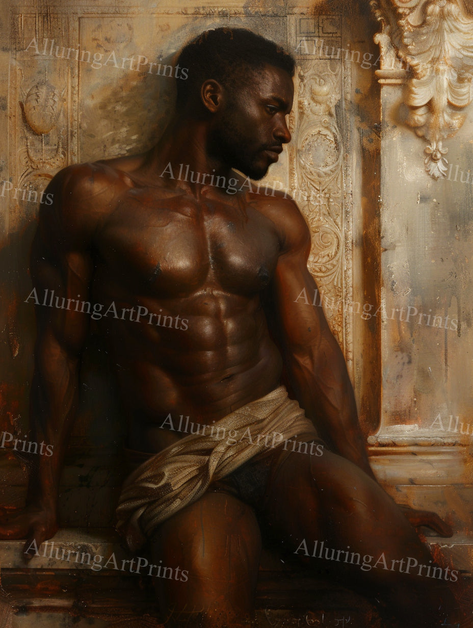 Black Male Model Muscular Digital Art AI Fantasy - UU898