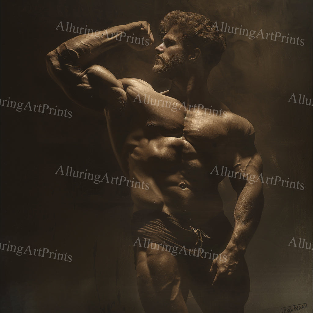 Male Model Muscular Digital Art AI Fantasy - UU905