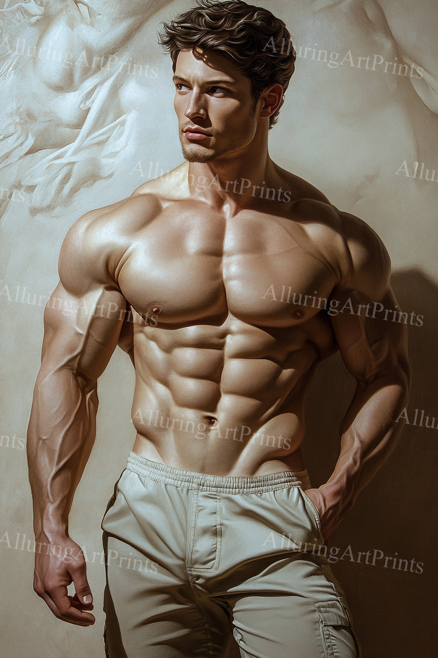 Male Model Muscular Digital Art AI Fantasy - UU915