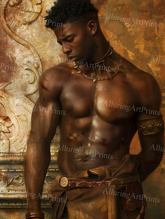 Black Male Model Muscular Digital Art AI Fantasy - UU921