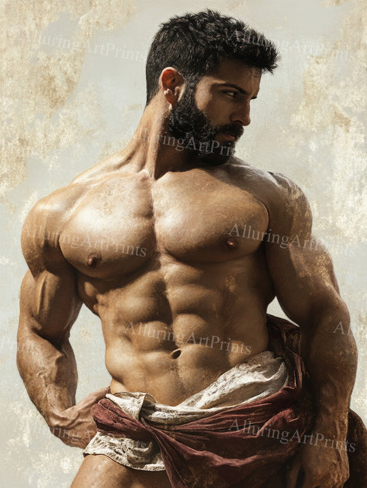 Male Model Muscular Digital Art AI Fantasy - UU924