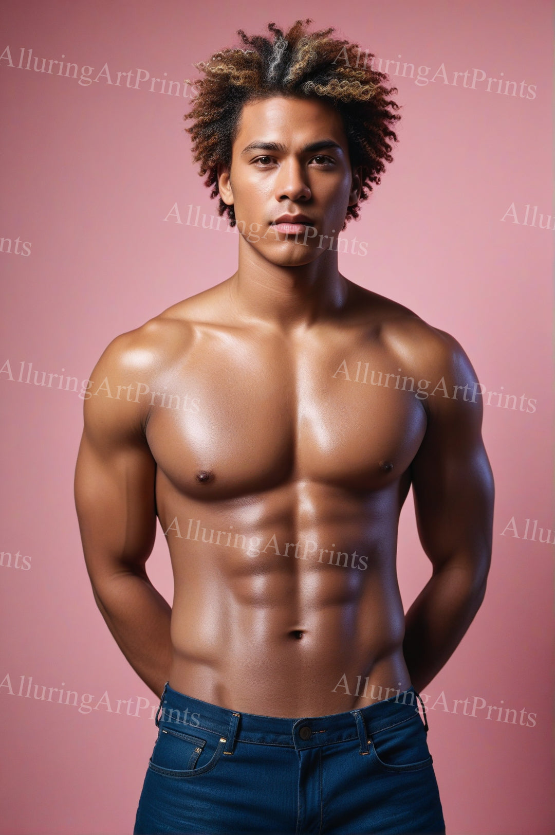 Black Male Model Muscular Digital Art AI Fantasy - UU947