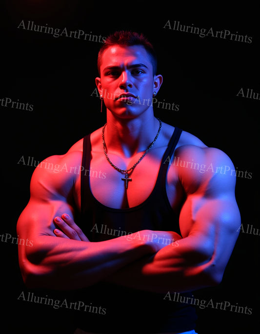 Male Model Muscular Digital Art AI Fantasy - UU955