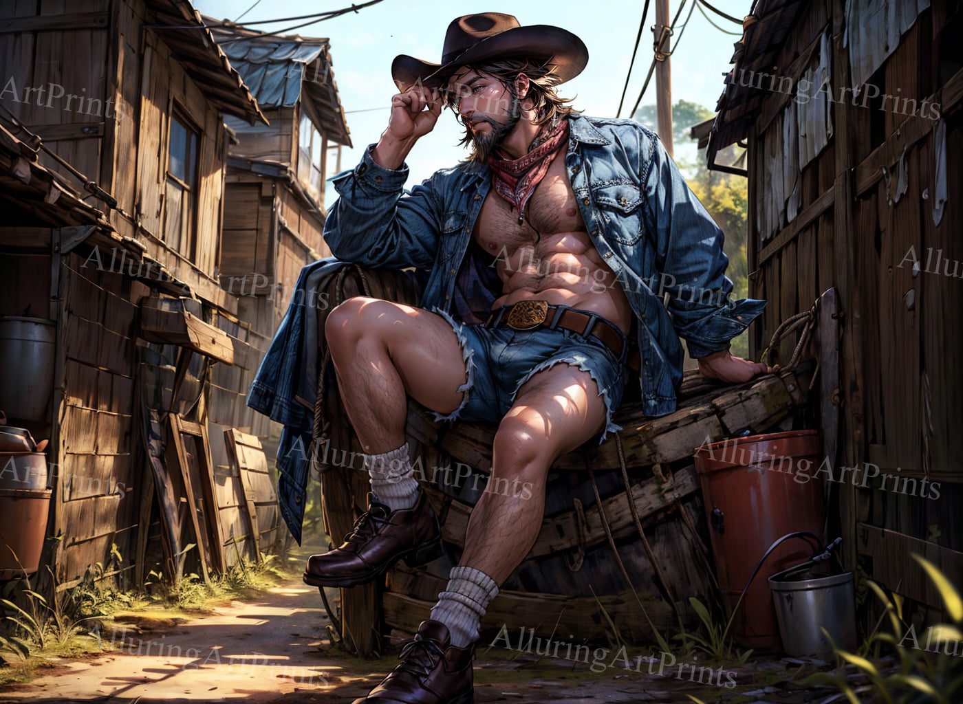 Male Model Muscular Digital Art AI Fantasy - UU956