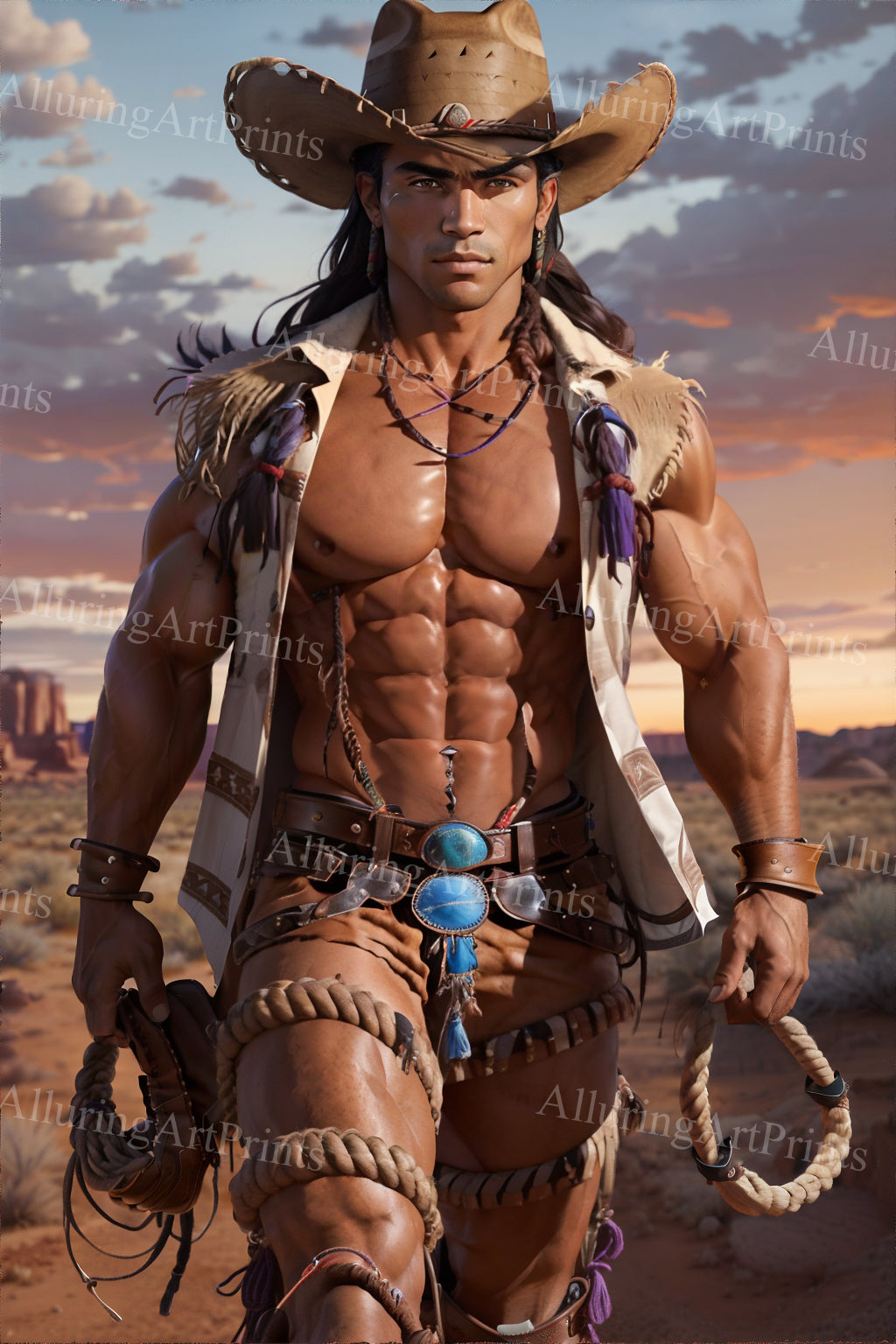 Male Model Muscular Digital Art AI Fantasy - UU969