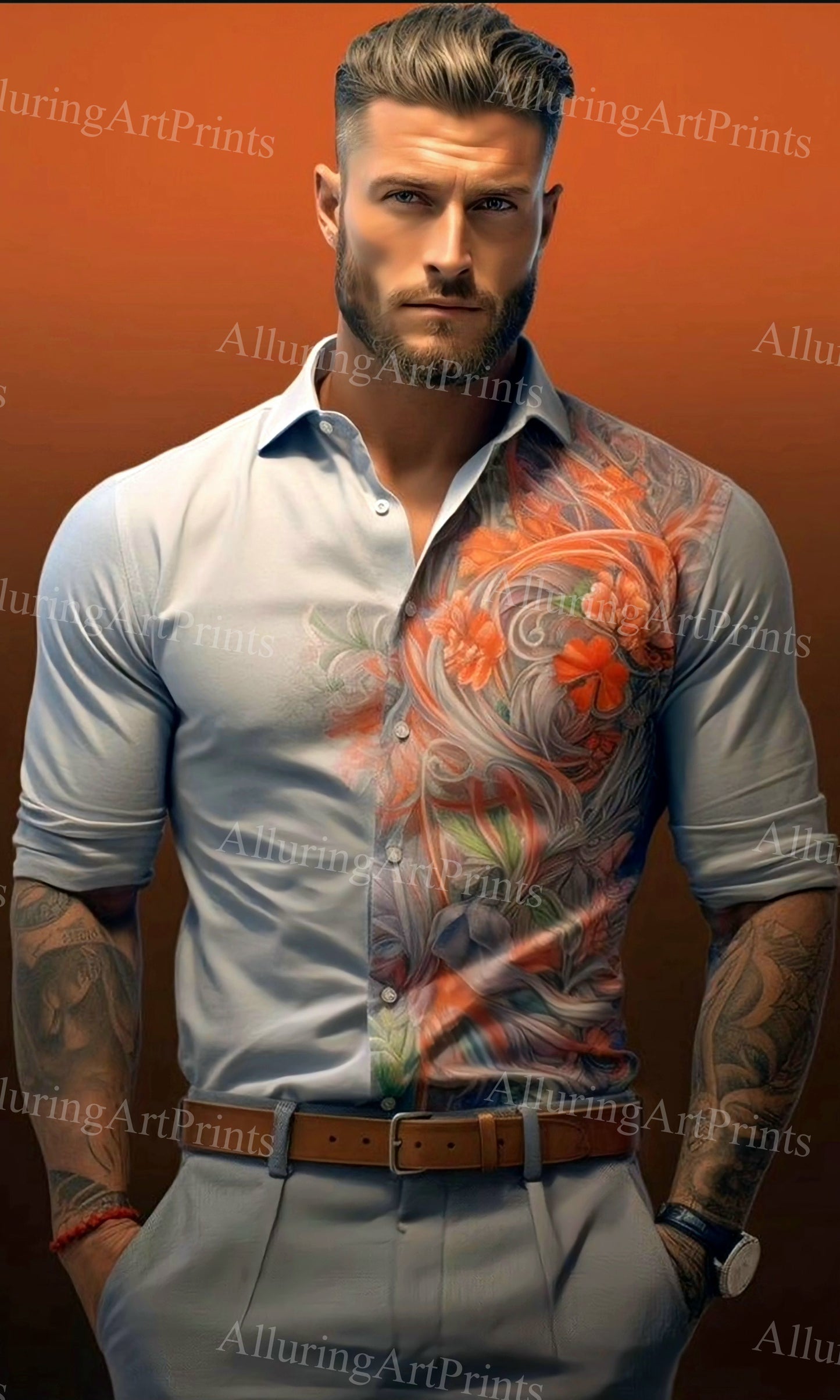 Male Model Muscular Digital Art AI Fantasy - XX136