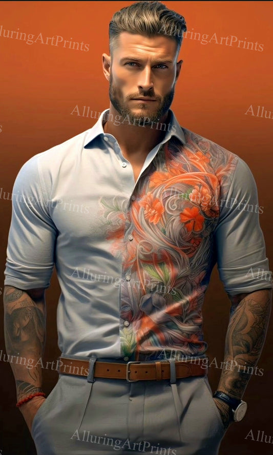 Male Model Muscular Digital Art AI Fantasy - XX136