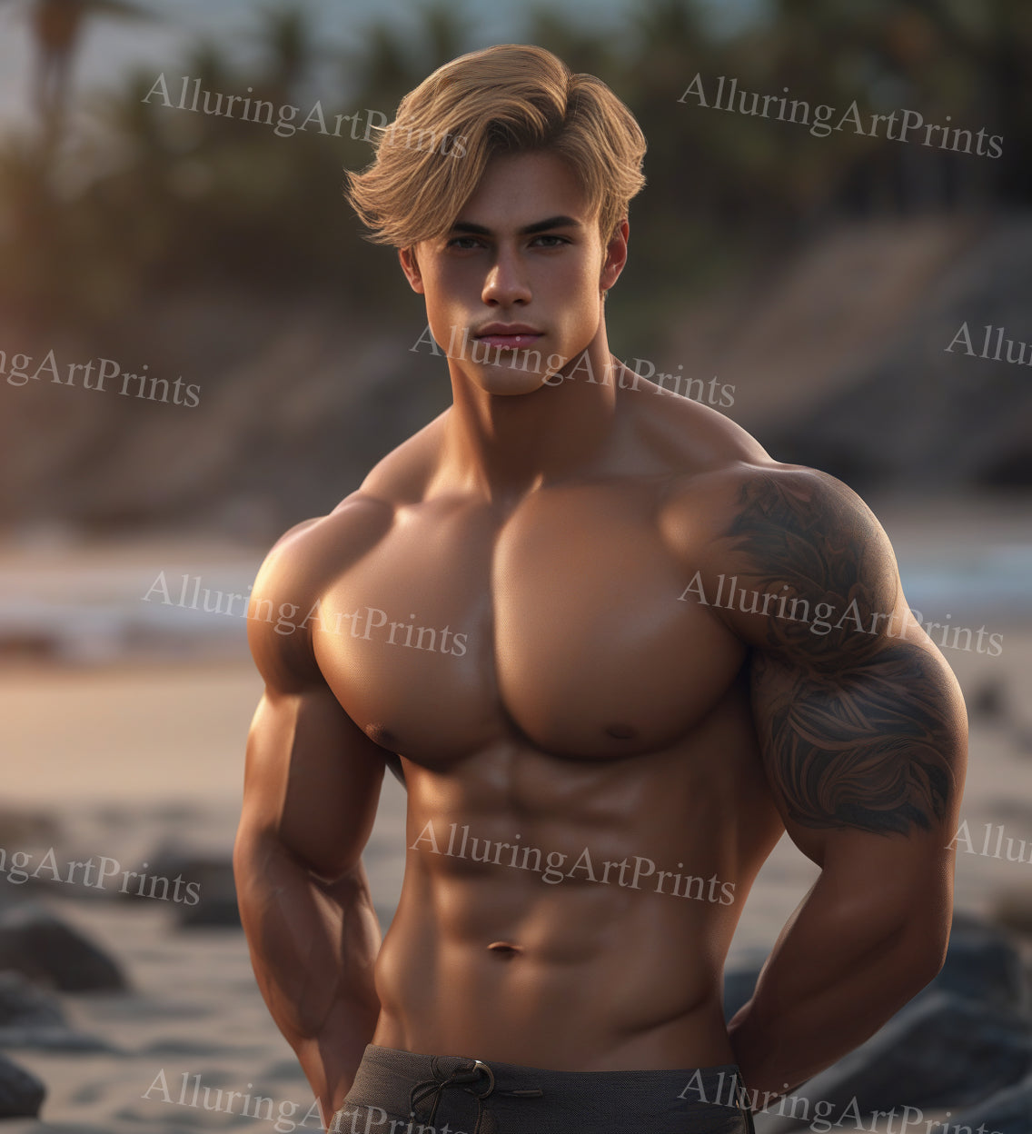 Male Model Muscular Digital Art AI Fantasy - XX509