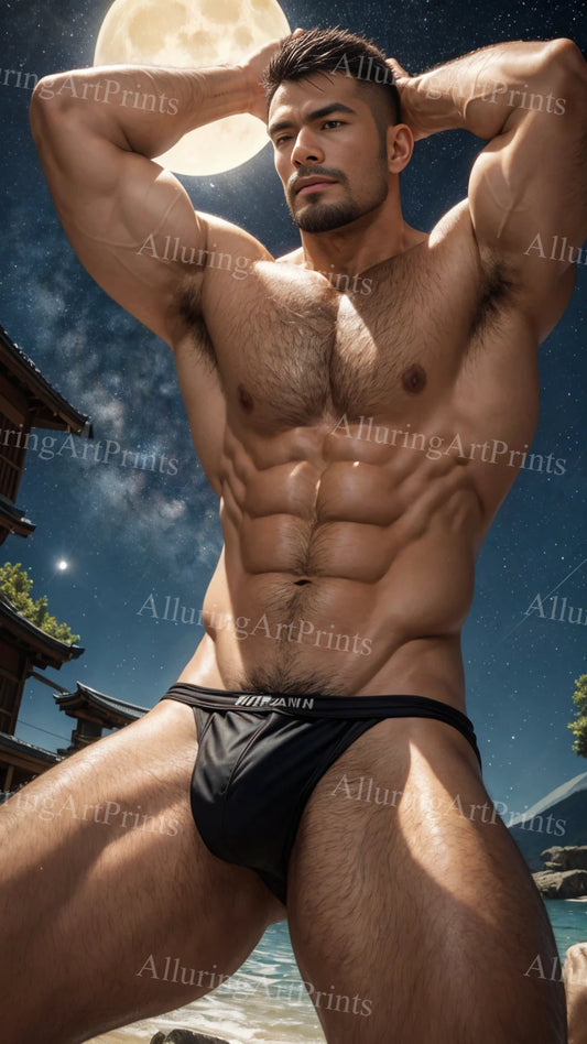 Male Model Muscular Digital Art AI Fantasy - U108