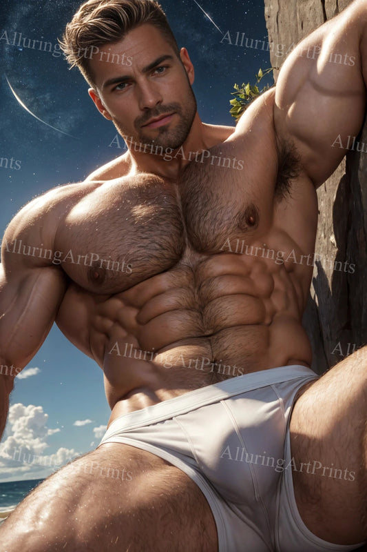 Male Model Muscular Digital Art AI Fantasy - U116