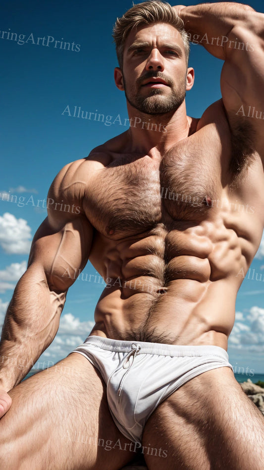 Male Model Muscular Digital Art AI Fantasy - U122