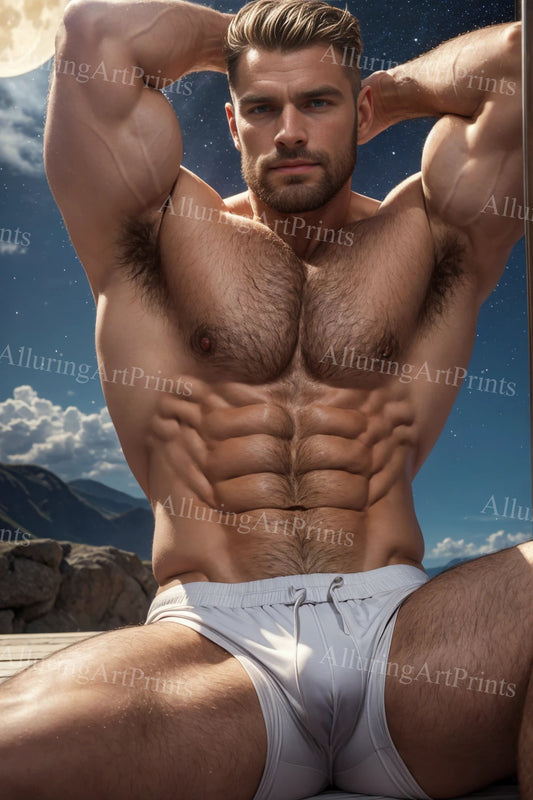 Male Model Muscular Digital Art AI Fantasy - U131