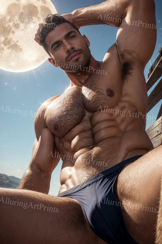 Male Model Muscular Digital Art AI Fantasy - U134