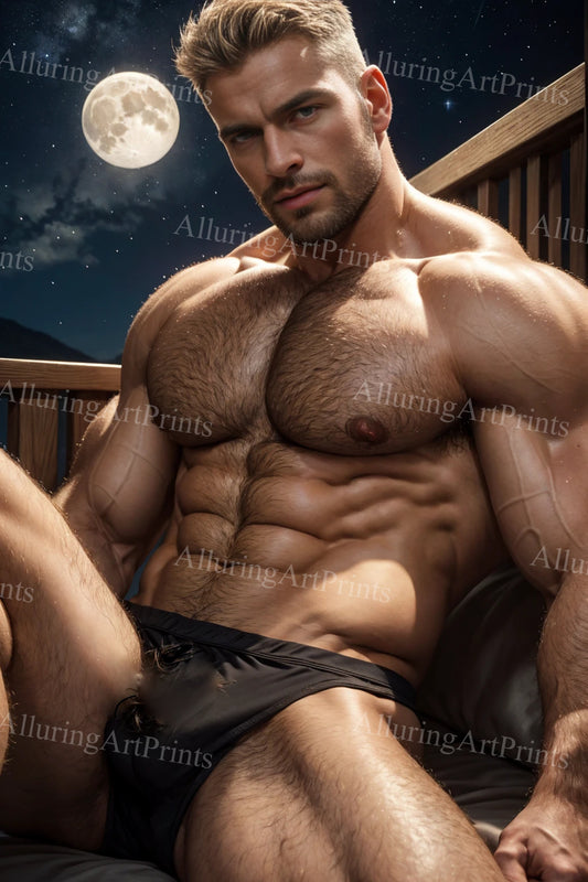 Male Model Muscular Digital Art AI Fantasy - U136