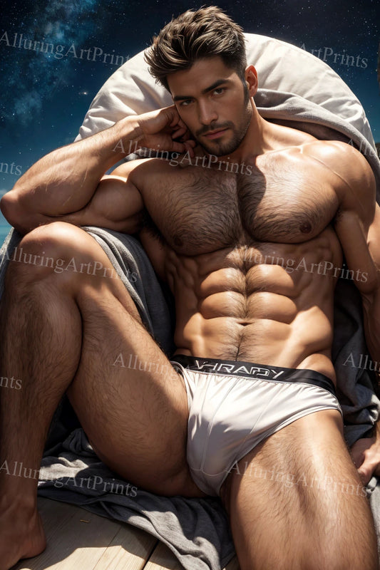 Male Model Muscular Digital Art AI Fantasy - U156