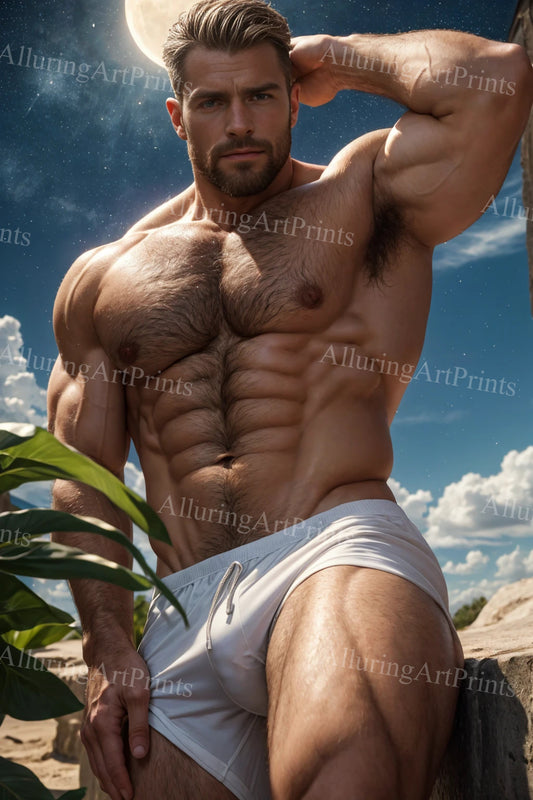 Male Model Muscular Digital Art AI Fantasy - U174