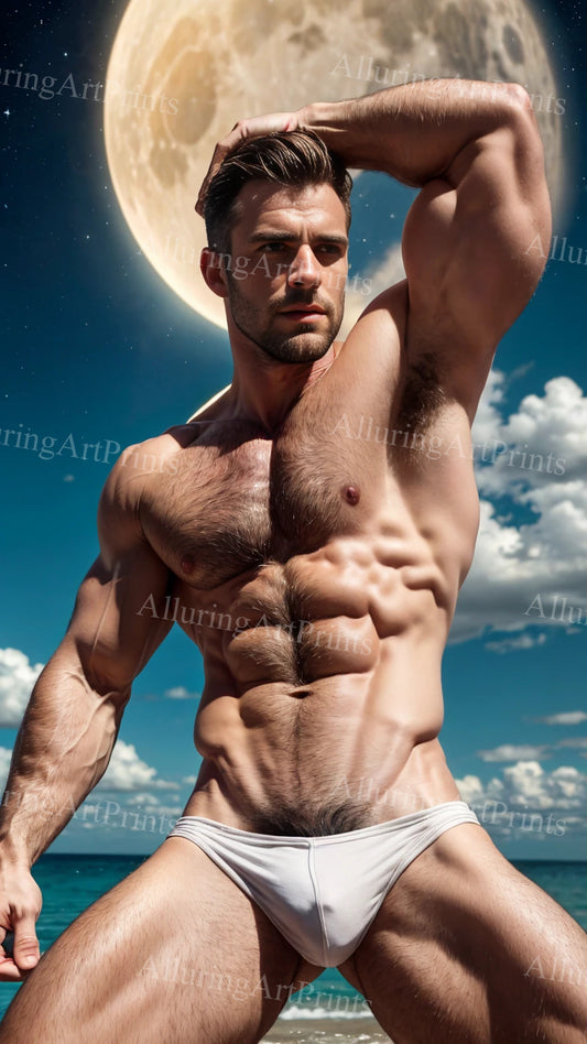 Male Model Muscular Digital Art AI Fantasy - U186