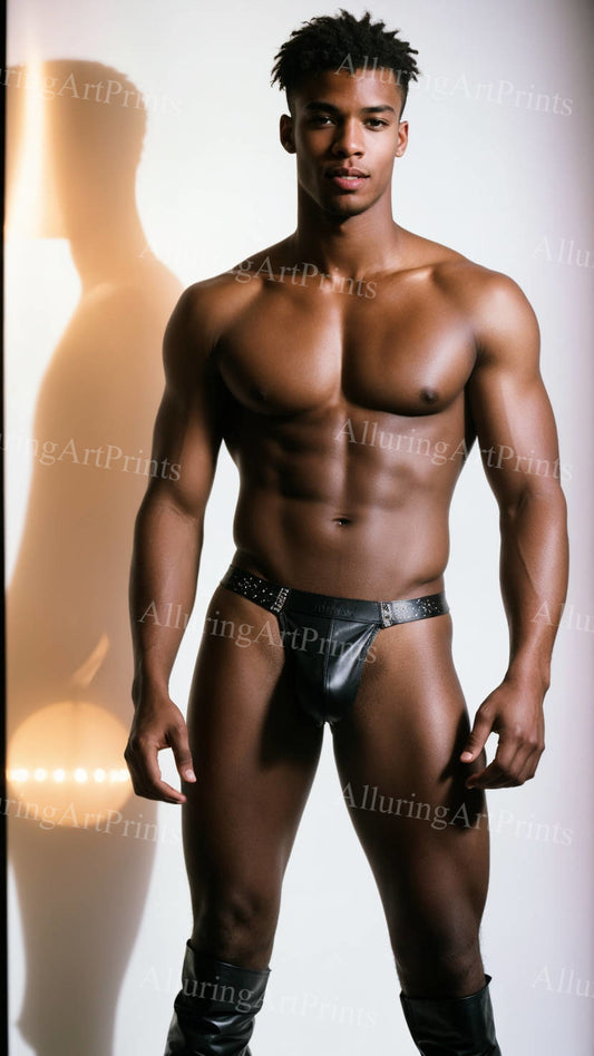 Black Male Model Muscular Digital Art AI Fantasy - U217