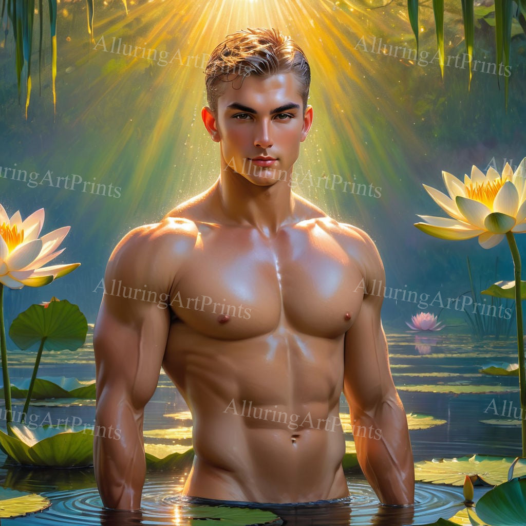 Male Model Muscular Digital Art AI Fantasy - U234