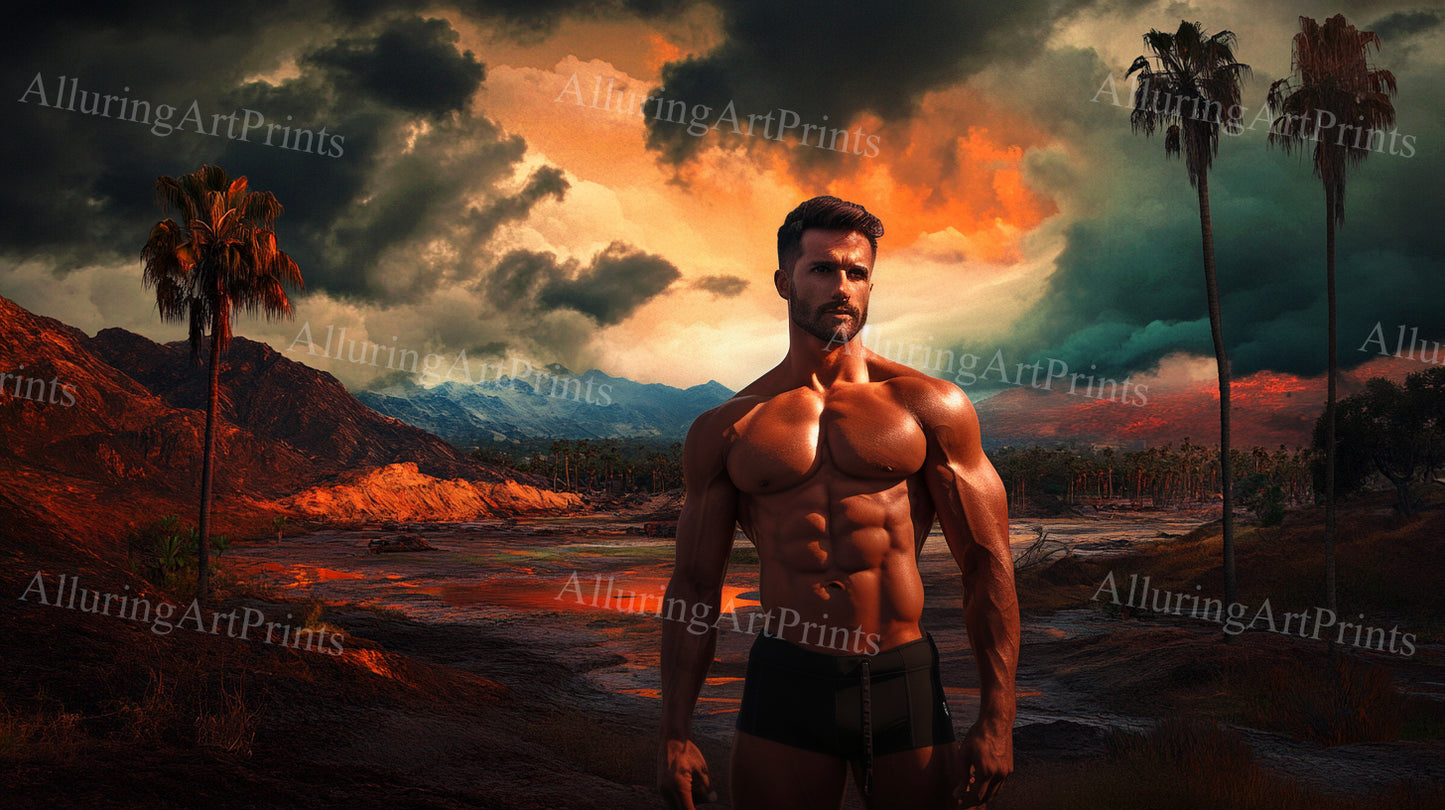 Male Model Muscular Digital Art AI Fantasy - U258