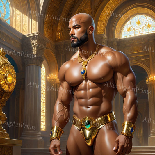 Black Male Model Muscular Digital Art AI Fantasy - U262