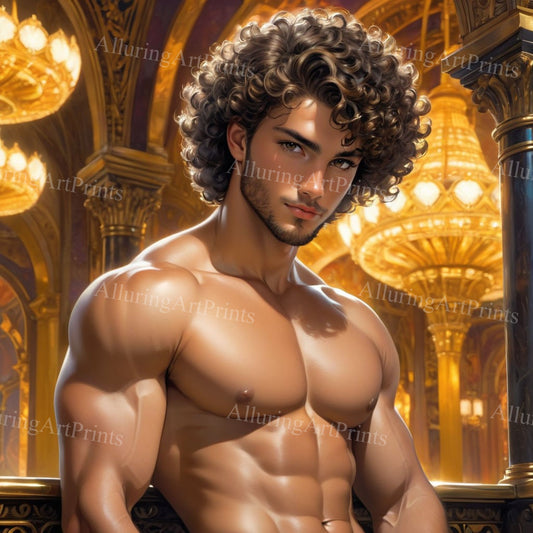 Male Model Muscular Digital Art AI Fantasy - U278