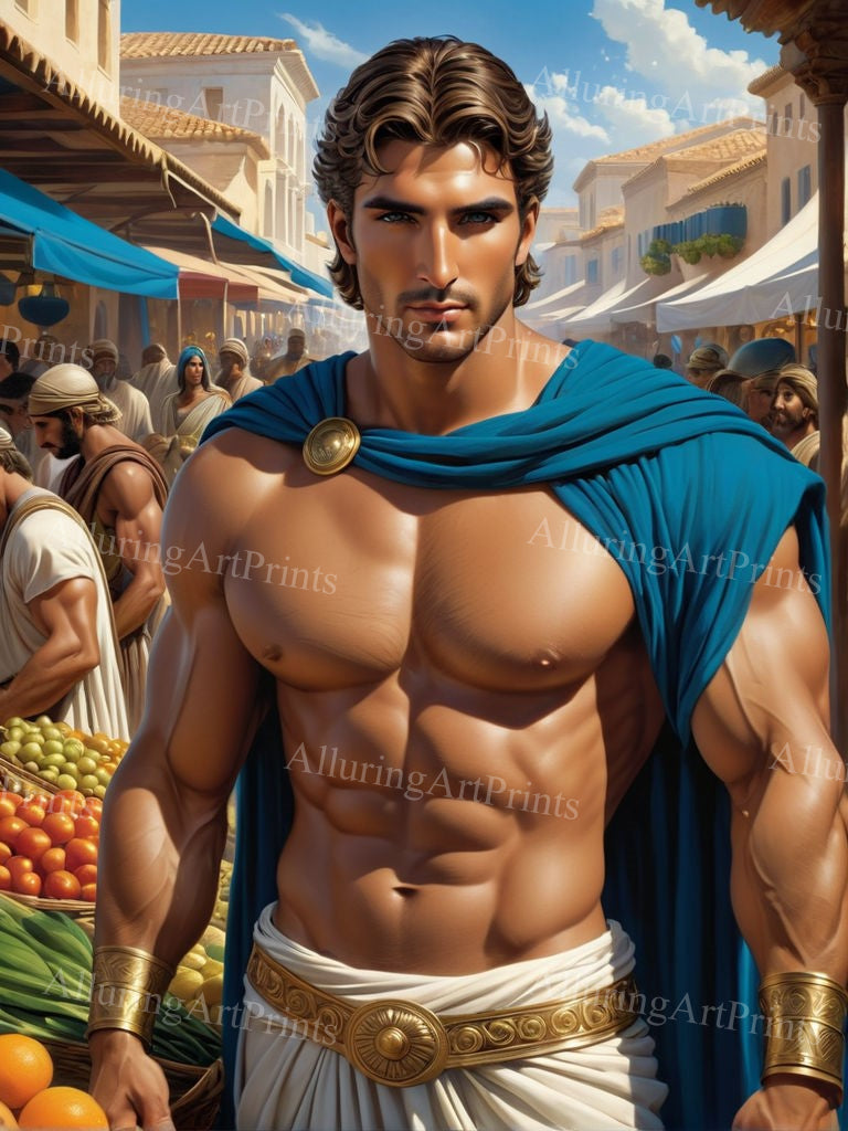 Male Model Muscular Digital Art AI Fantasy - U279