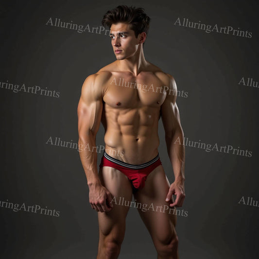 Male Model Muscular Digital Art AI Fantasy - U328