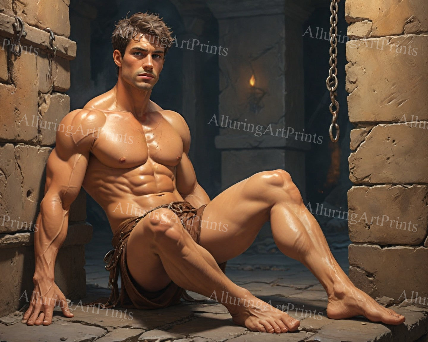 Male Model Muscular Digital Art AI Fantasy - U342