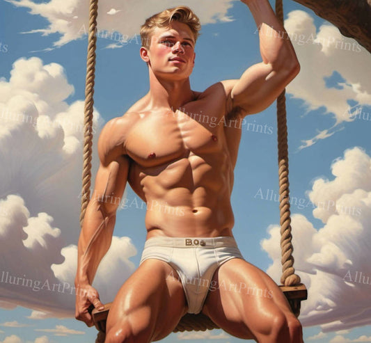 Male Model Muscular Digital Art AI Fantasy - U366