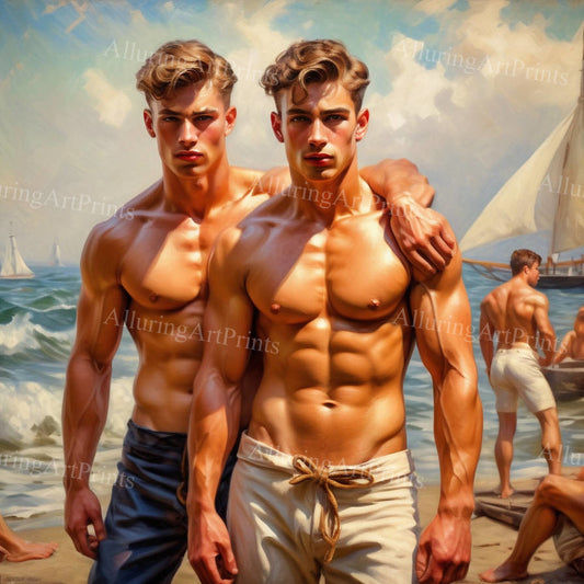 Male Models Muscular Digital Art AI Fantasy - U375