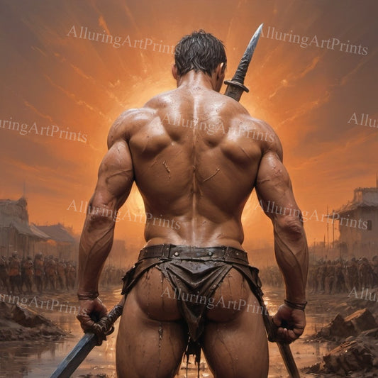 Male Model Muscular Digital Art AI Fantasy - U378