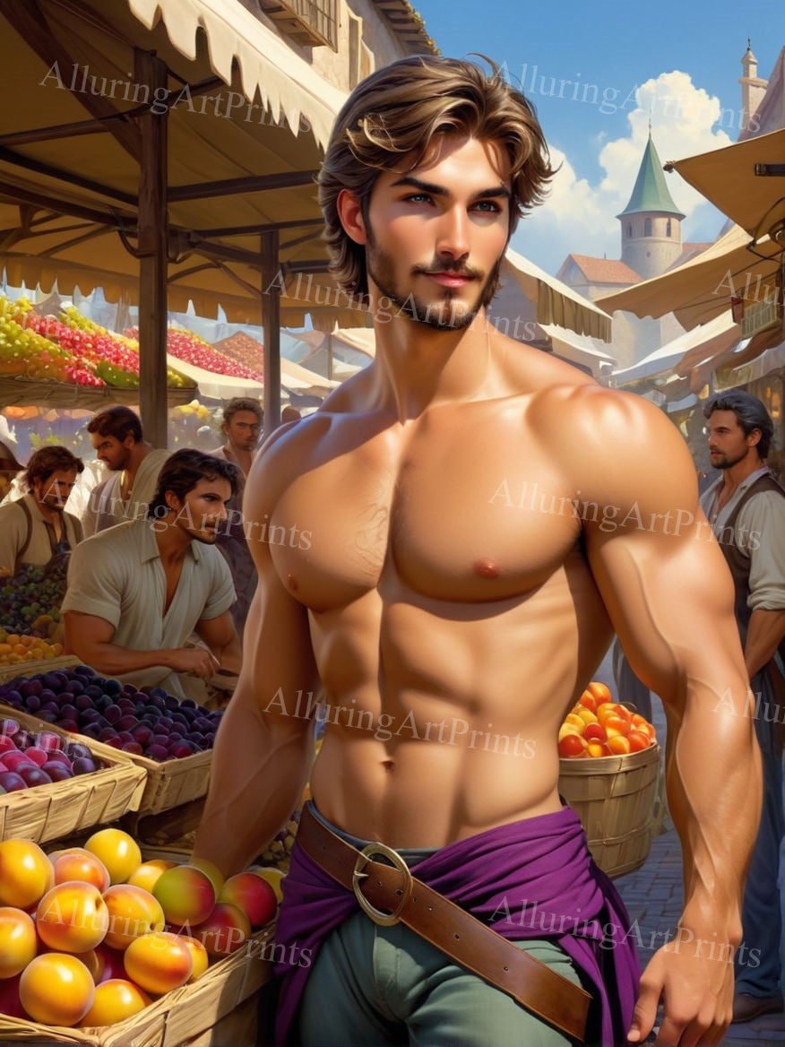 Male Model Muscular Digital Art AI Fantasy - U409