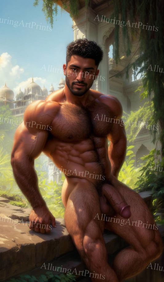 Nude Male Model Muscular Digital Art AI Fantasy - U466