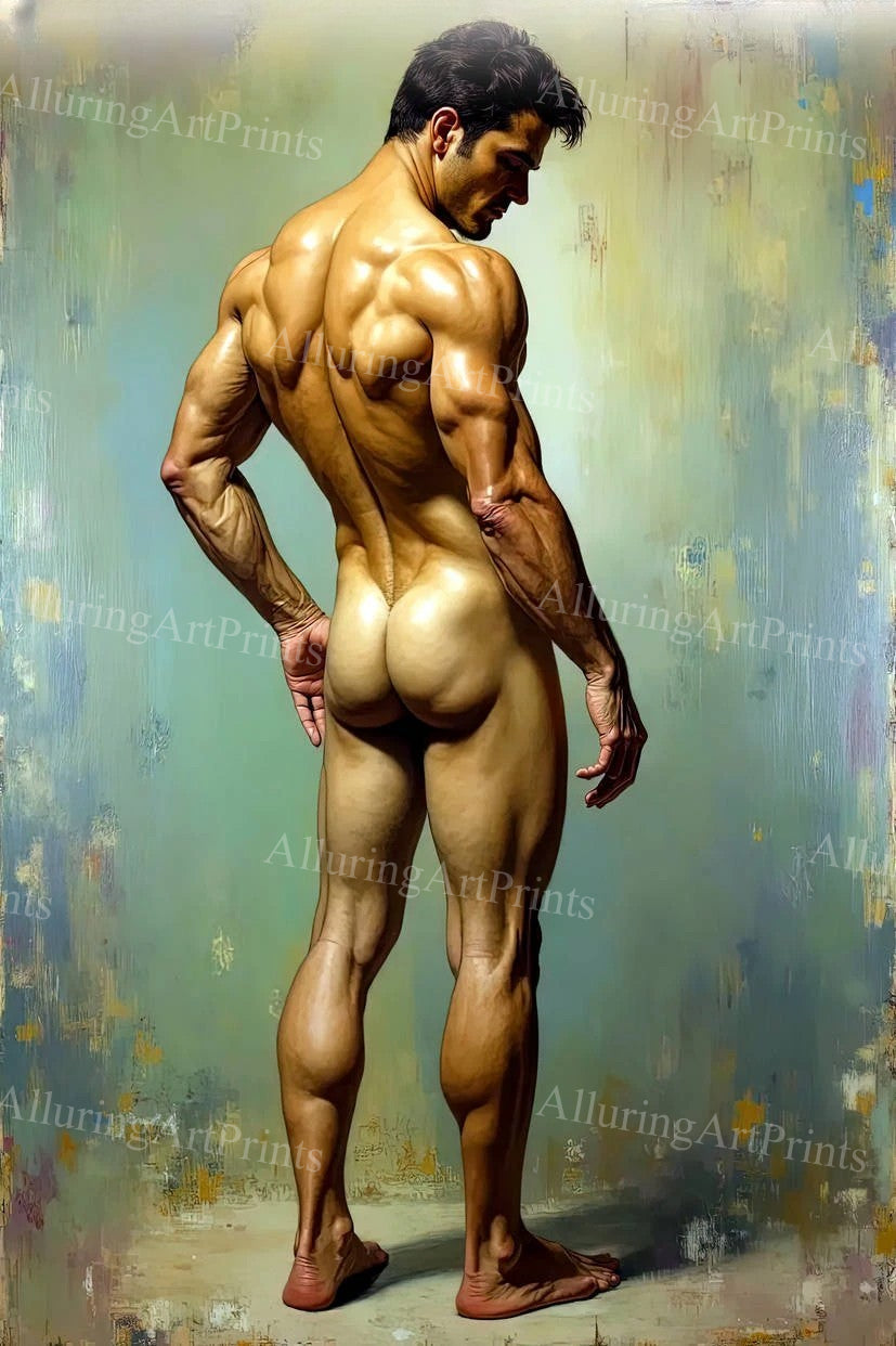 Nude Male Model Muscular Digital Art AI Fantasy - U467