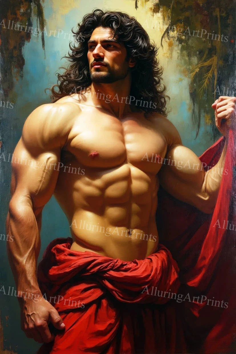 Male Model Muscular Digital Art AI Fantasy - U469