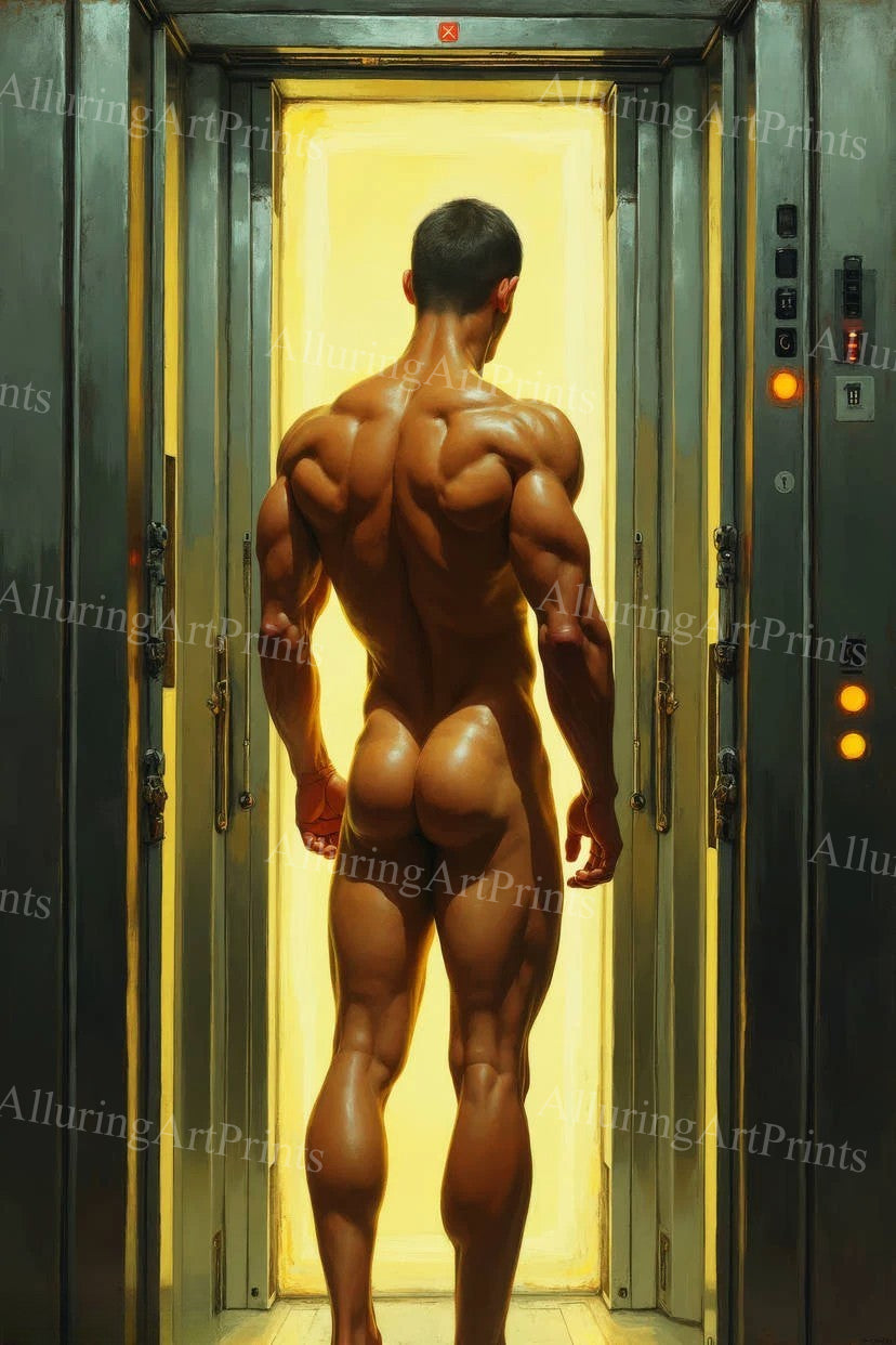 Nude Male Model Muscular Digital Art AI Fantasy - U472