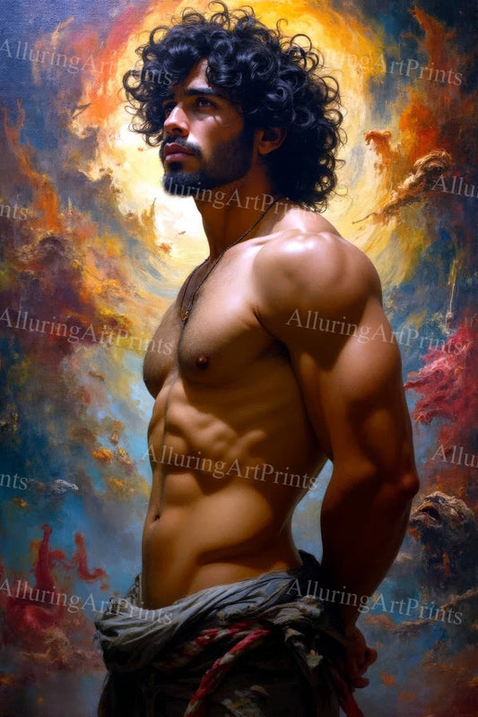 Male Model Muscular Digital Art AI Fantasy - U474