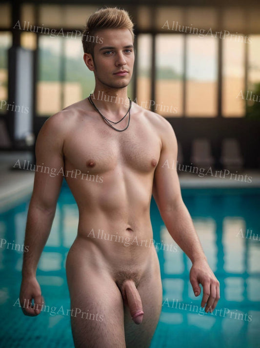 Nude Male Model Muscular Digital Art AI Fantasy - U483