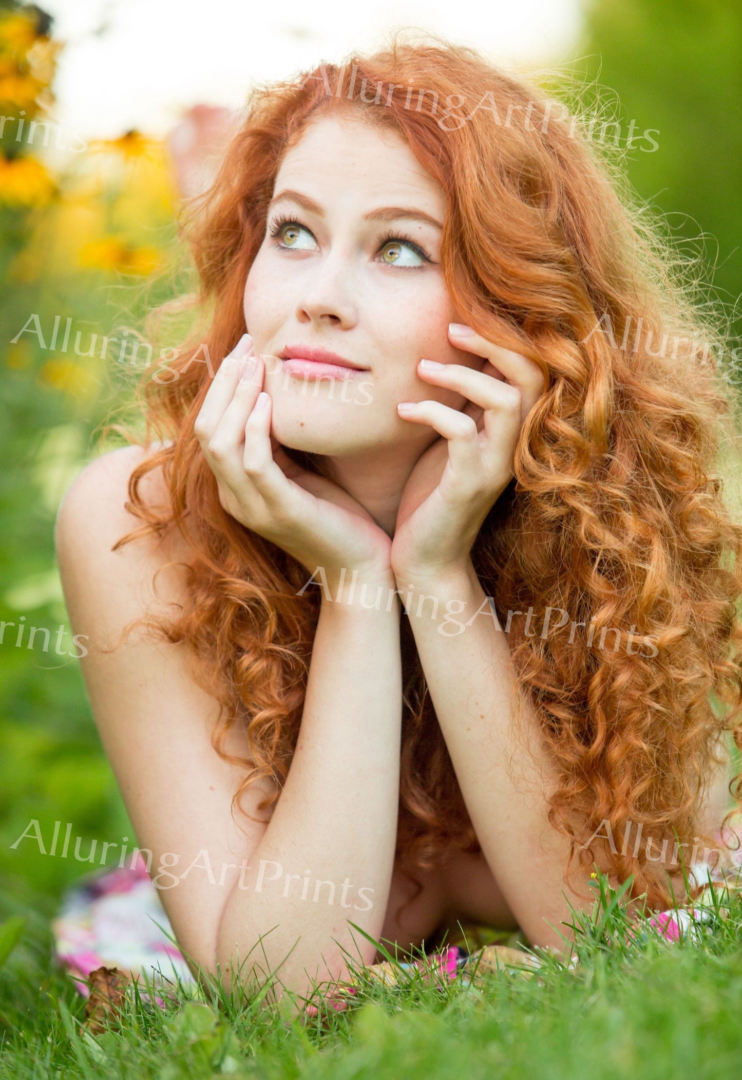 Risque Print Red Head Model Heidi Pretty Woman Petite Nature Portrait Beauty F332A