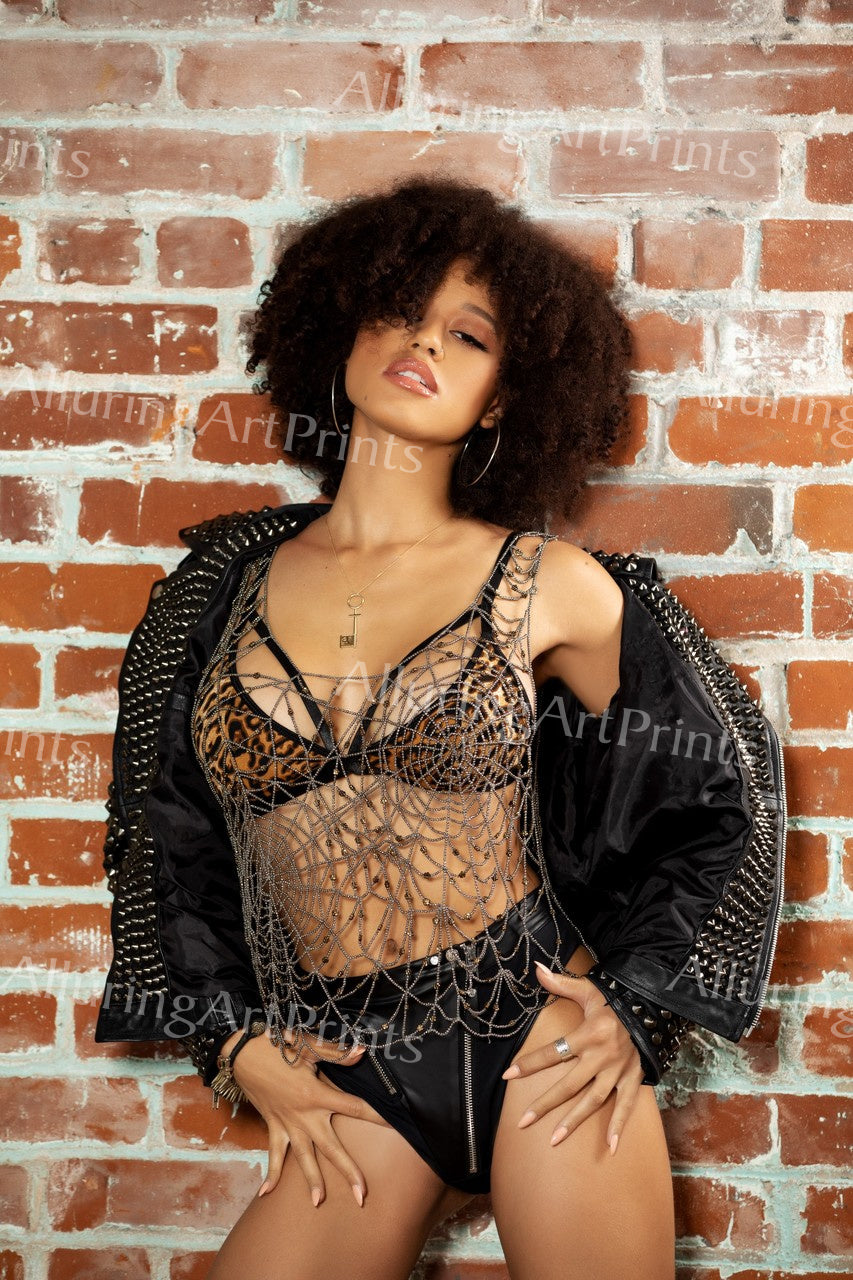 Risque Stormi Maya Black Model Print Pretty Woman Curly Petite Exotic Busty Boobs Butt Hot Legs Fine Wall Art K284